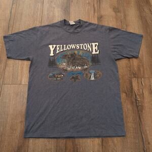 VTG Yellowstone Adult XL Shirt Bear National Park Deer Elk Waterfall Hiking 90s